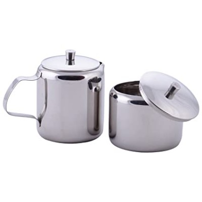 Stainless Steel Milk and Sugar Pots with Lids