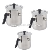 Colorful stainless steel double-walled milk pot with plastic handle