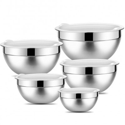 Stainless Steel Plastic Lid Bowls Set