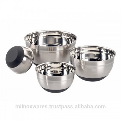 stainless steel german bowls with rubber/silicon base